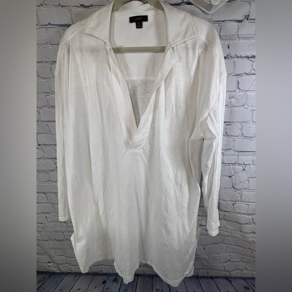 J Crew White V-Neck Slub Cotton Vacation Holiday Travel Beach Swim Coverup XL
